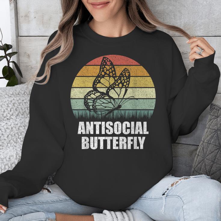 Retro Antisocial Butterfly Shirt For Introverts Unisex Sweatshirt