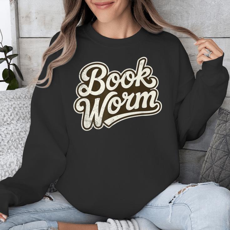 Retro Book Worm Reading For Book Lovers Unisex Sweatshirt