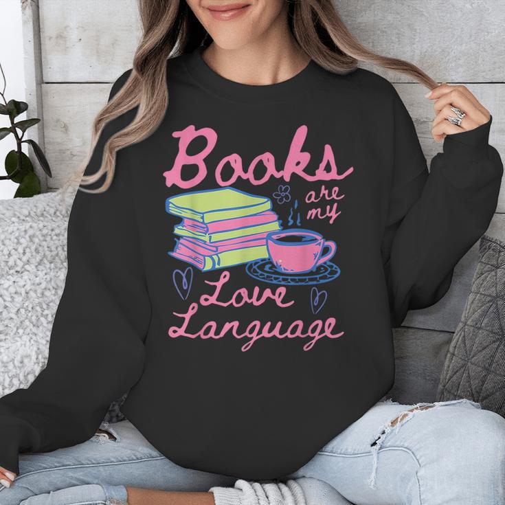 Retro Books Are My Love Language Valentine Book Lovers Unisex Sweatshirt Retro Books Are My Love Language Valentine Book Lovers Unisex Sweatshirt