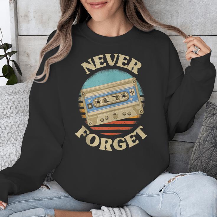 Retro Cassette Never Forget Nostalgia Vintage Unisex Sweatshirt