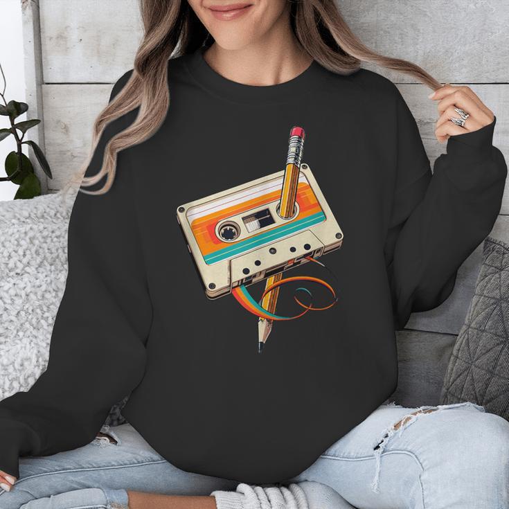 Retro Cassette Tape & Pencil Rewind Nostalgia Party 80s 90s Unisex Sweatshirt