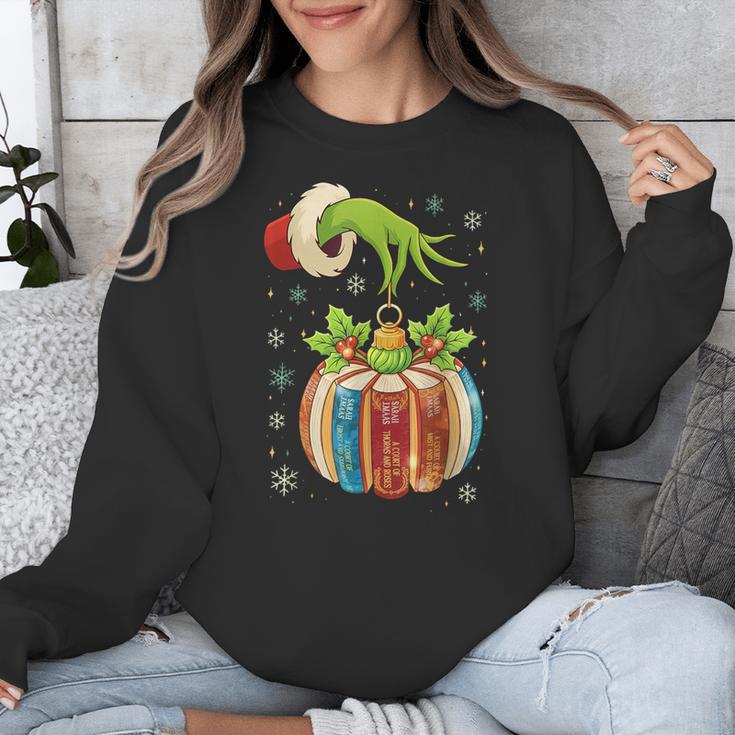 Retro Christmas Ornament Book Christmas Teacher Librarian Unisex Sweatshirt