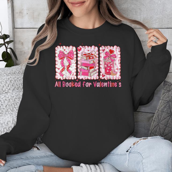 Retro Coquette Bow All Booked For Valentines Book Lover Cute Unisex Sweatshirt