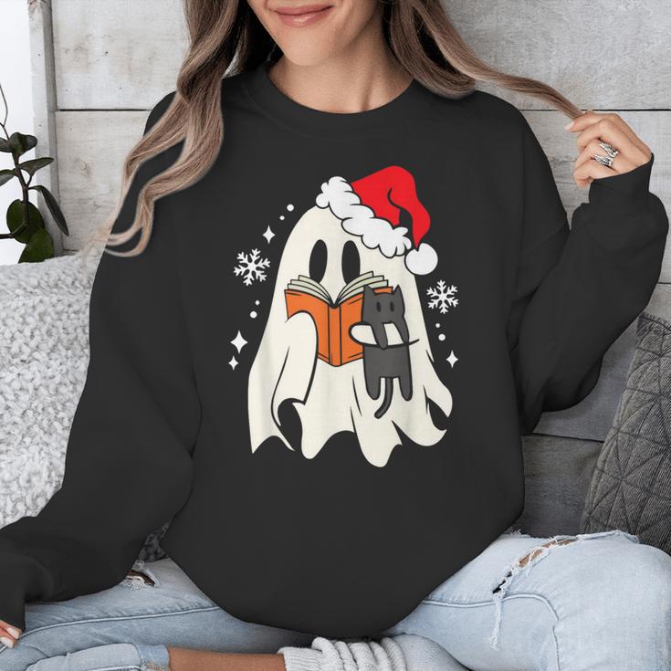 Retro Ghost Reading Book With Cat Bookish Club Christmas Men Women Kids Unisex Sweatshirt Retro Ghost Reading Book With Cat Bookish Club Christmas Men Women Kids Unisex Sweatshirt