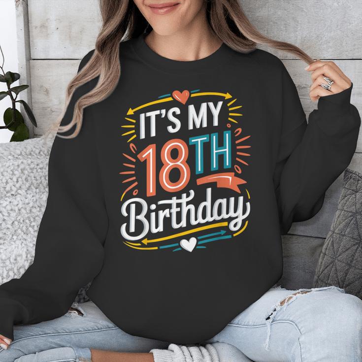 Retro It's My 18th Birthday Boho Nostalgia Women Kids Unisex Sweatshirt Retro It's My 18th Birthday Boho Nostalgia Women Kids Unisex Sweatshirt