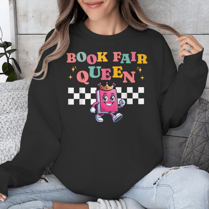 Retro Library Book Fair Queen School Reading Girls Women's Unisex Sweatshirt