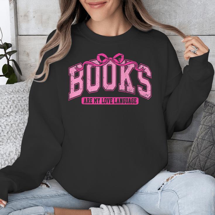 Retro Pink Coquette Bow Valentine Book Lover Varsity Unisex Sweatshirt Retro Pink Coquette Bow Valentine Book Lover Varsity Unisex Sweatshirt