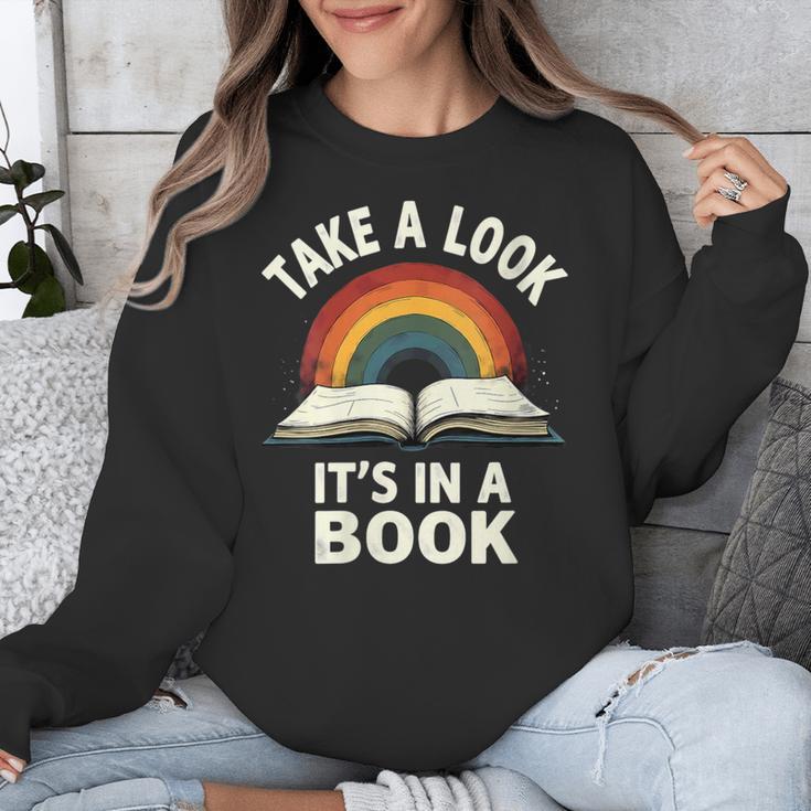 Retro Rainbow Take A Look It's In A Book Reading Unisex Sweatshirt Retro Rainbow Take A Look It's In A Book Reading Unisex Sweatshirt