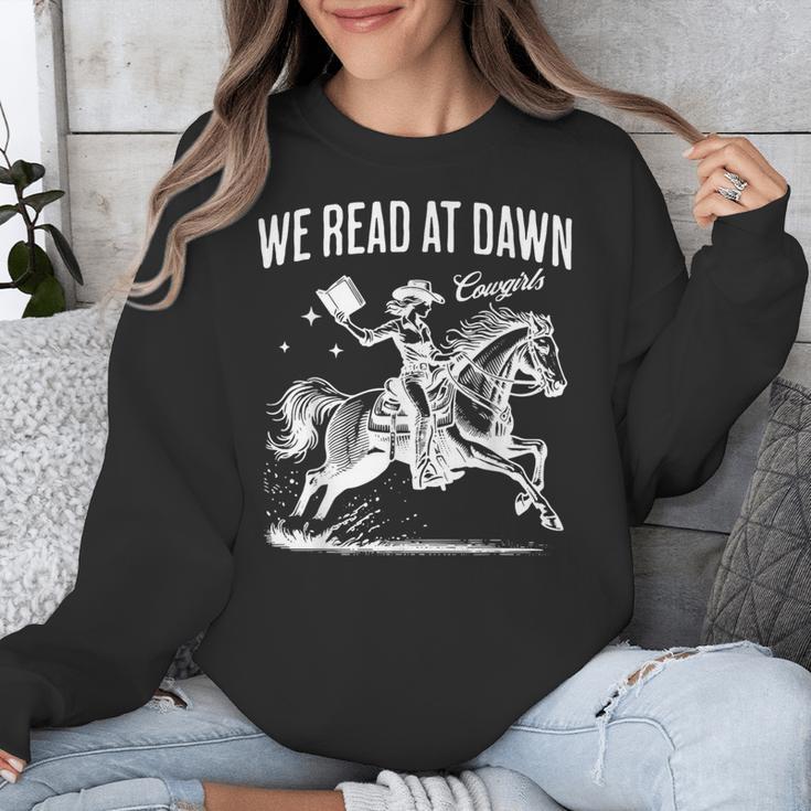 Retro We Read At Dawn Cowgirl Western Librarian Book Lover Unisex Sweatshirt Retro We Read At Dawn Cowgirl Western Librarian Book Lover Unisex Sweatshirt