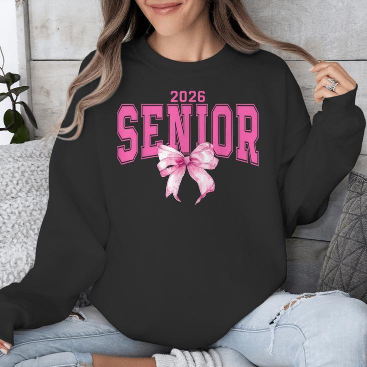 Retro Senior 2026 Class Of 2026 Coquette Pink Bow Graduation Unisex Sweatshirt