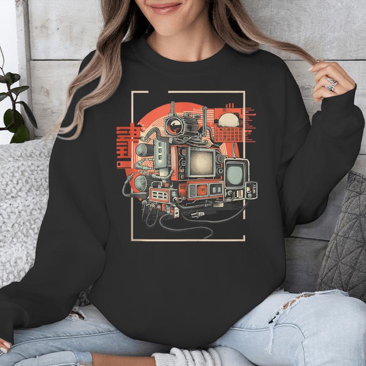 Retro Tech Stack 80s 90s Nostalgia Analog TV Cameras Unisex Sweatshirt Retro Tech Stack 80s 90s Nostalgia Analog TV Cameras Unisex Sweatshirt