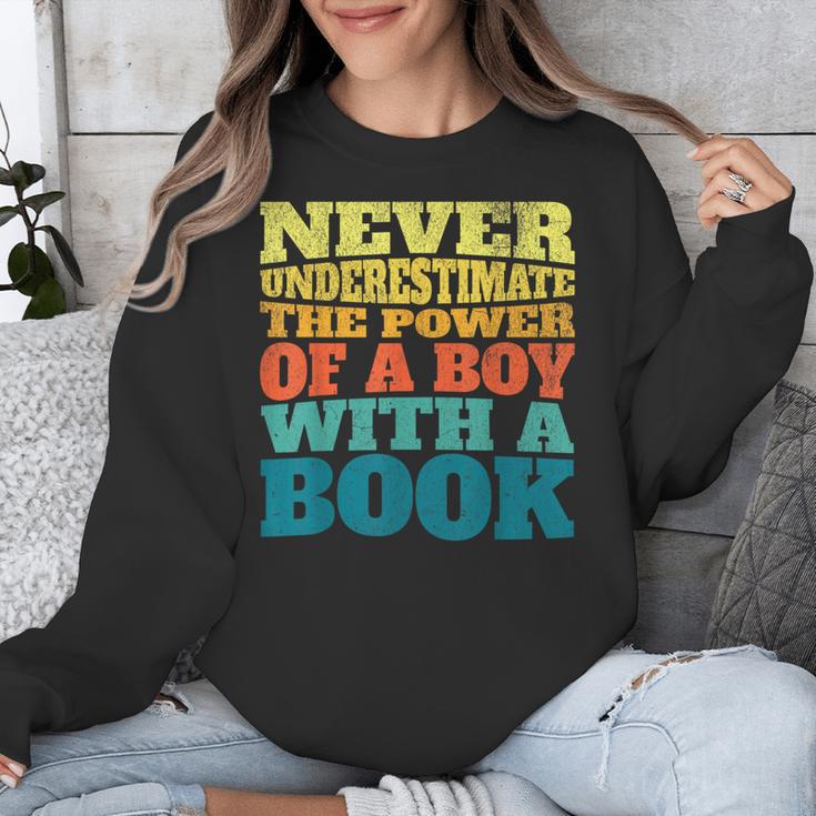 Retro Never Underestimate The Power Of a Boy With a Book Unisex Sweatshirt
