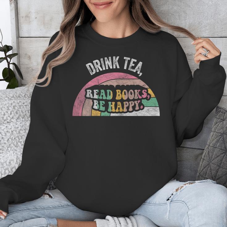 Retro Vintage Drink Tea Read Books Be Happy Reading Unisex Sweatshirt