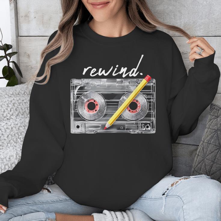 Rewind Cassette Tape Nostalgia 80s 90s Retro Music Lover Unisex Sweatshirt