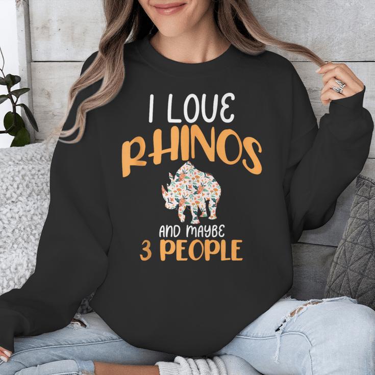 I Like Rhinos And Maybe 3 People Introvert Animal Unisex Sweatshirt