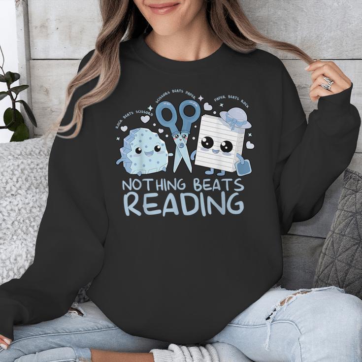 Rock Paper Scissors Nothing Beats Reading Book Lover Unisex Sweatshirt
