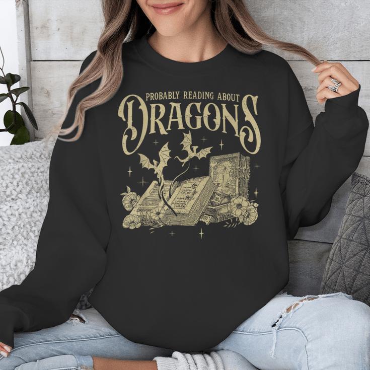 Romantasy Reader Book Reading Probably Reading About Dragons Unisex Sweatshirt