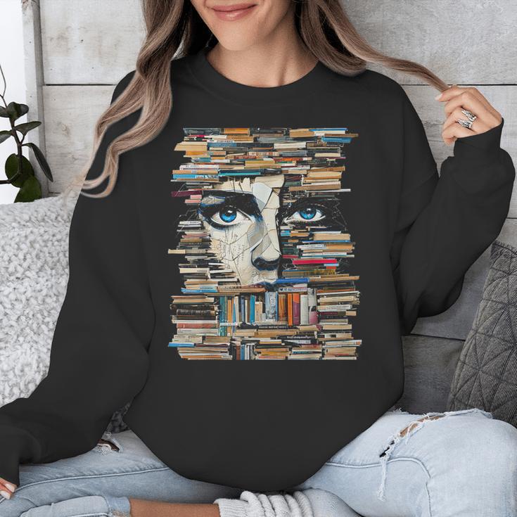 RtY Book Man Graphic Eyes Colorful Art Small Unisex Sweatshirt