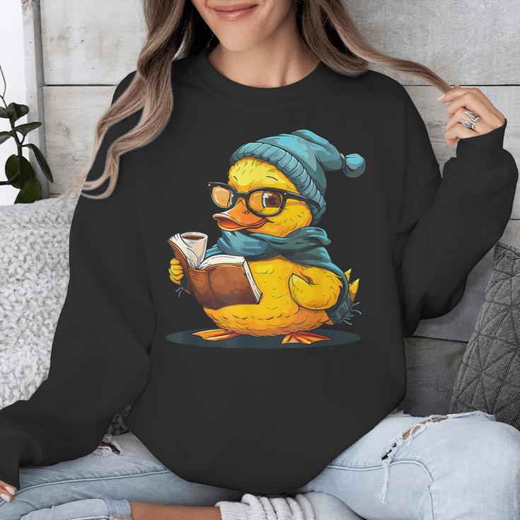 Rubber Duck Reading Book Rubber Duckie Reader Coffee Lover Unisex Sweatshirt