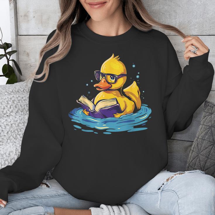 Rubber Duck Reading Book Swim Rubber Duckling Rubber Duckie Unisex Sweatshirt
