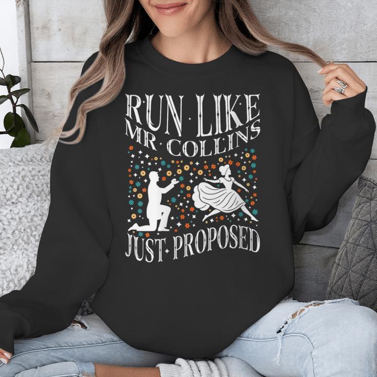 Run Like Mr Collins Just Proposed Vintage Book Quote Unisex Sweatshirt