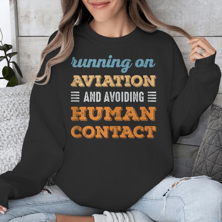 Running On Aviation Social Introvert Humor Vintage Unisex Sweatshirt Running On Aviation Social Introvert Humor Vintage Unisex Sweatshirt