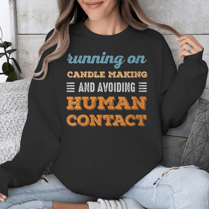 Running On Candle Making Social Introvert Humor Vintage Unisex Sweatshirt