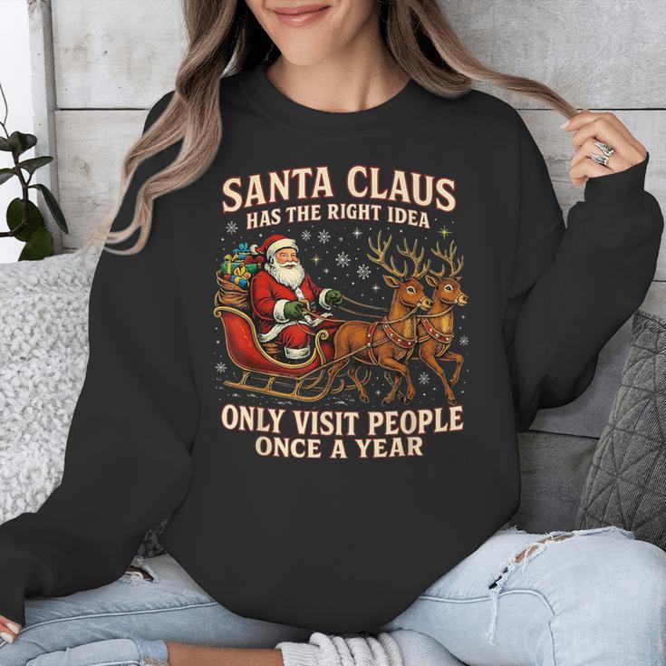 Santa Has The Right Idea Introvert Christmas Unisex Sweatshirt Santa Has The Right Idea Introvert Christmas Unisex Sweatshirt