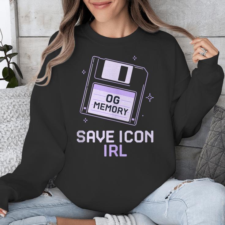 Save Icon IRL Retro Tech Humor Floppy Disk 90s Nostalgia Unisex Sweatshirt
