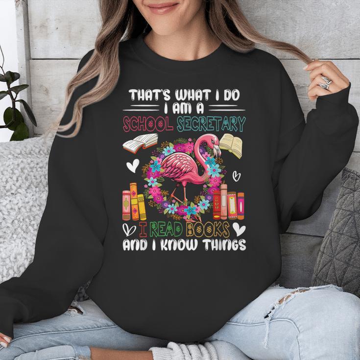 School Secretary Read Books And Know Things Flowers Flamingo Unisex Sweatshirt School Secretary Read Books And Know Things Flowers Flamingo Unisex Sweatshirt