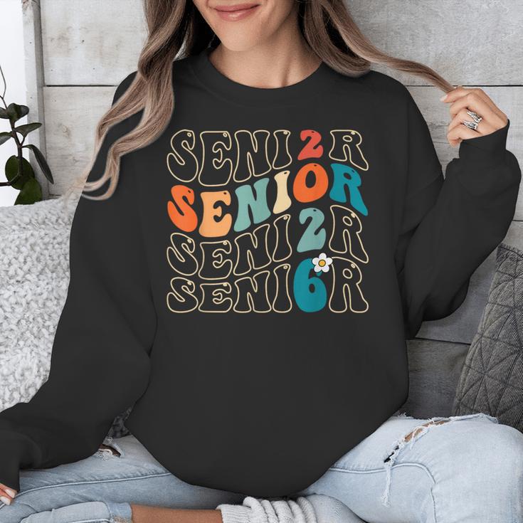 Senior 2026 Class Of 2026 Retro Groovy Graduation Grad Women Unisex Sweatshirt