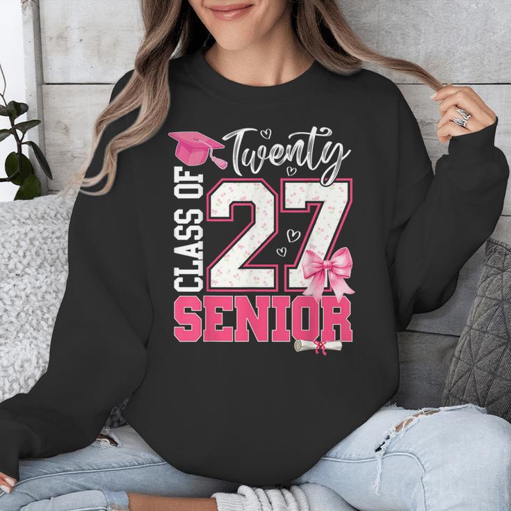 Senior 2027 Class Of 2027 Pink Coquette Bow Graduation Girl Unisex Sweatshirt