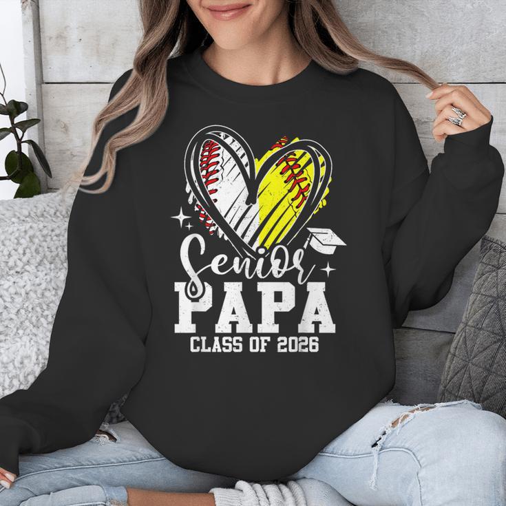 Senior Papa Class Of 2026 Baseball Softball Graduation Heart Unisex Sweatshirt