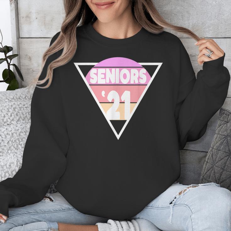 Seniors 2021 For Her Him Retro 21 Graduation Class Unisex Sweatshirt