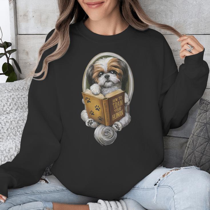 Shih Tzu Book How To Train Your Human Funny Dog Motif Unisex Sweatshirt Shih Tzu Book How To Train Your Human Funny Dog Motif Unisex Sweatshirt