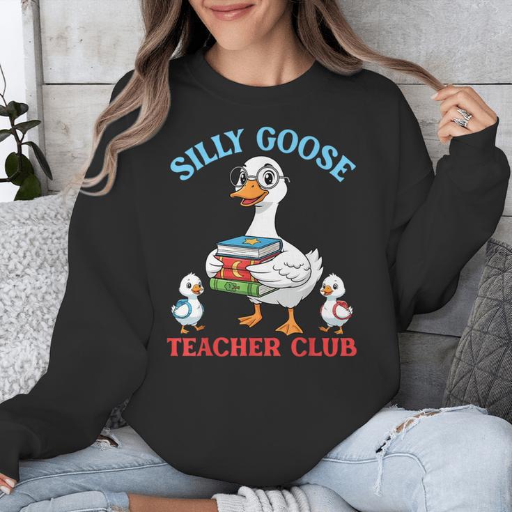 Silly Goose With Books Teacher Club School Educator Unisex Sweatshirt