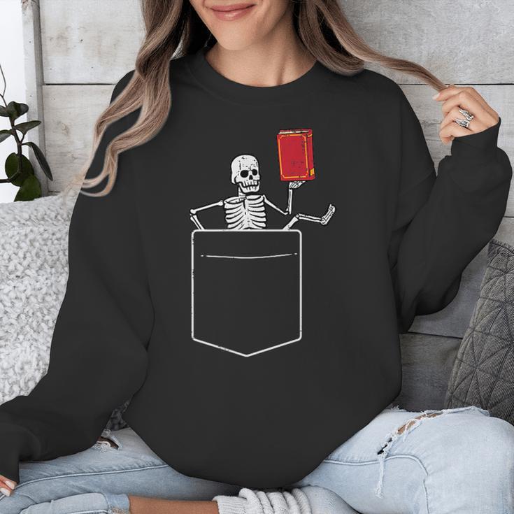 Skeleton Books Read Book Reading Librarian Across America Unisex Sweatshirt