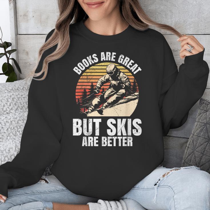 Skier BOOKS ARE GREAT BUT SKIS ARE BETTER Vintage Unisex Sweatshirt