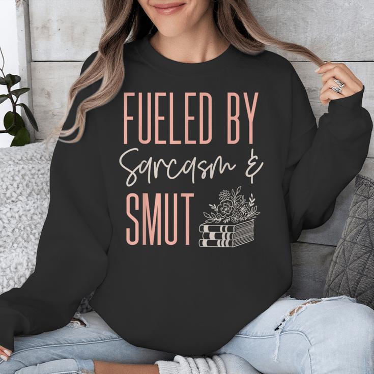 Smutty Book Lover Women Fueled By Sarcasm And Smut Spicy Unisex Sweatshirt