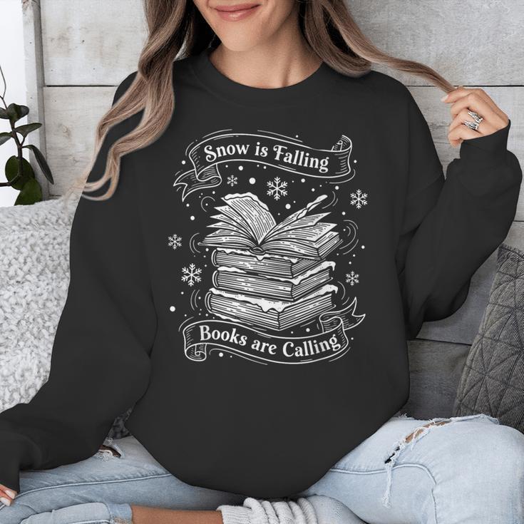Snow Is Falling Books Are Calling Winter Reading Unisex Sweatshirt Snow Is Falling Books Are Calling Winter Reading Unisex Sweatshirt