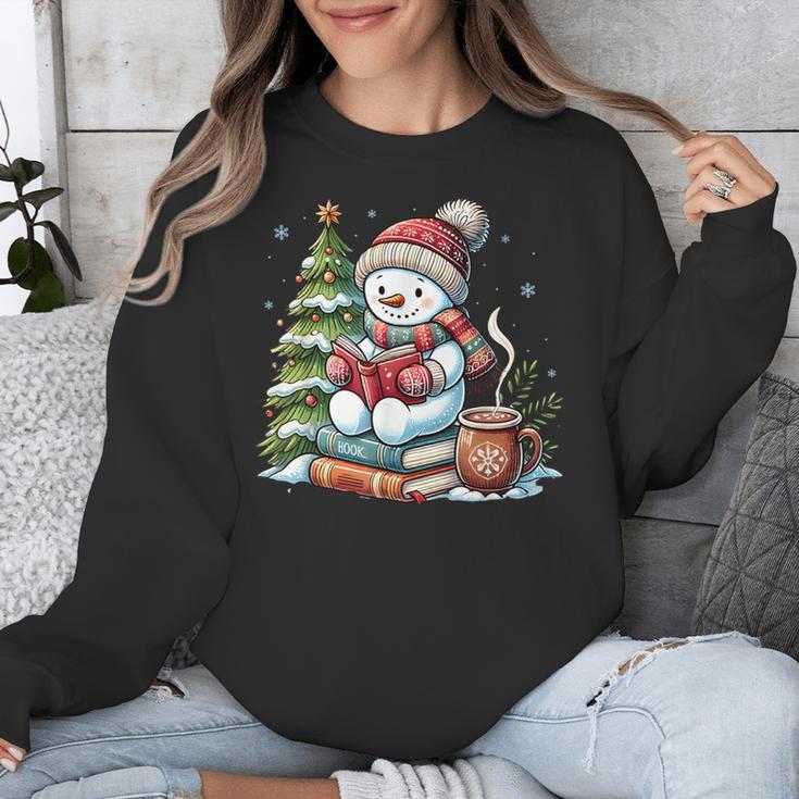 Snowman Reading Book Lovers Christmas Librarian Bookworm Unisex Sweatshirt Snowman Reading Book Lovers Christmas Librarian Bookworm Unisex Sweatshirt