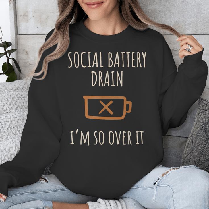Social Battery Drain I'm So Over It Introvert Homebody Line Unisex Sweatshirt Social Battery Drain I'm So Over It Introvert Homebody Line Unisex Sweatshirt