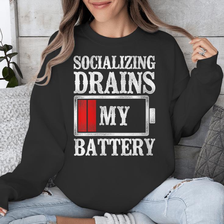 Socializing Drains My Battery Introvert Unisex Sweatshirt