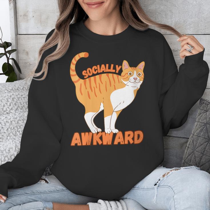SOCIALLY AWKWARD FUNNY CAT ANTISOCIAL INTROVERT WEIRD Unisex Sweatshirt SOCIALLY AWKWARD FUNNY CAT ANTISOCIAL INTROVERT WEIRD Unisex Sweatshirt
