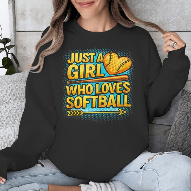Softball Just A Girl Comic Book Style Graphic For Teens Unisex Sweatshirt