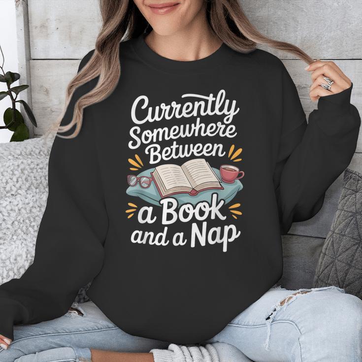Somewhere Between a Book And a Nap – Cozy Reading Unisex Sweatshirt