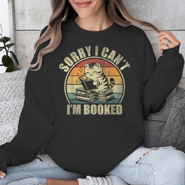 Sorry I Can't I'm Booked Reading For Cat Lover For Men Women Unisex Sweatshirt