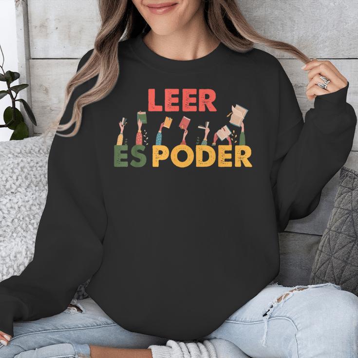 Spanish Reading Book Lover Teacher Maestra Leer Es Poder For Men Women Unisex Sweatshirt