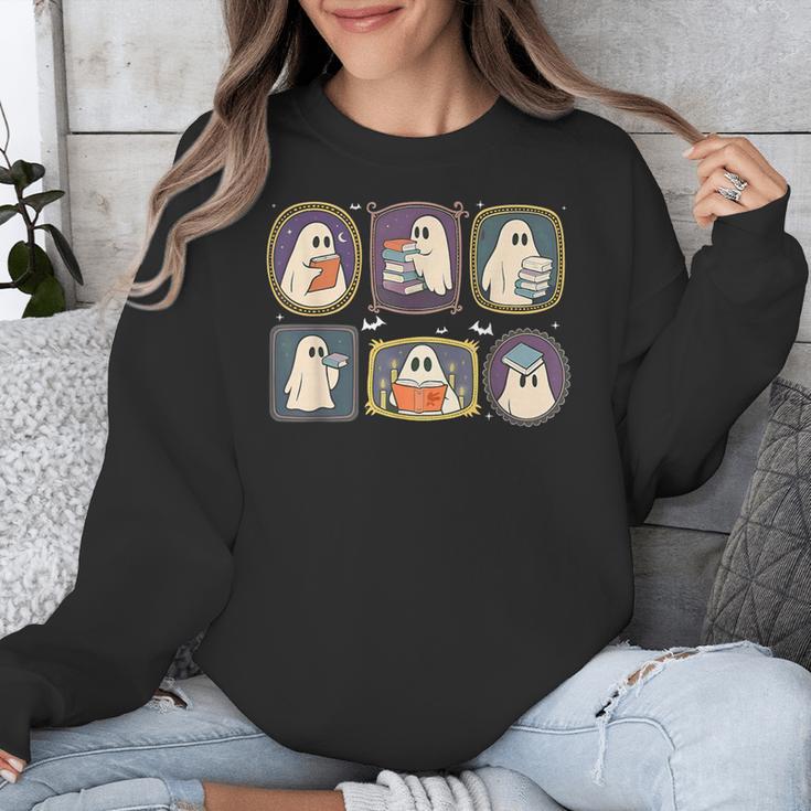 Spooky Teacher Halloween Ghost Reading Book Trick Or Treat Unisex Sweatshirt