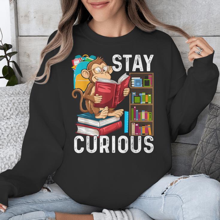 Stay Curious Monkey Reading Book Lover Bookworm Unisex Sweatshirt Stay Curious Monkey Reading Book Lover Bookworm Unisex Sweatshirt